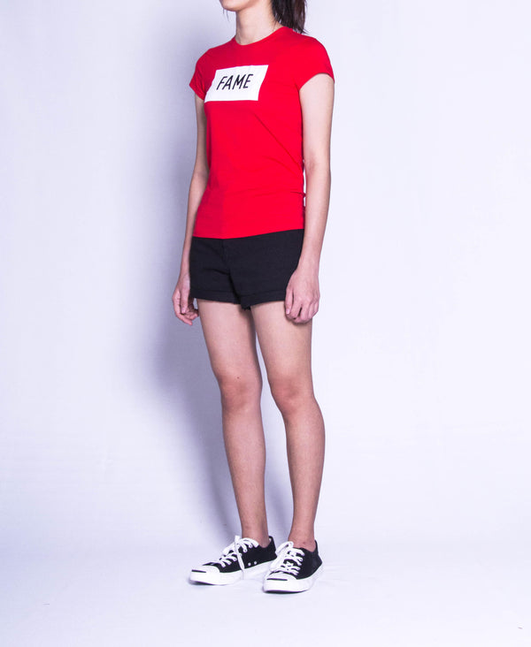 Women Short Sleeve Graphic Tee - Red - F9W205