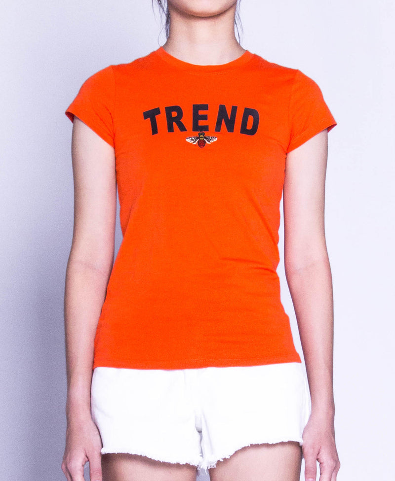 Women Short Sleeve Graphic Tee - Orange - F9W197