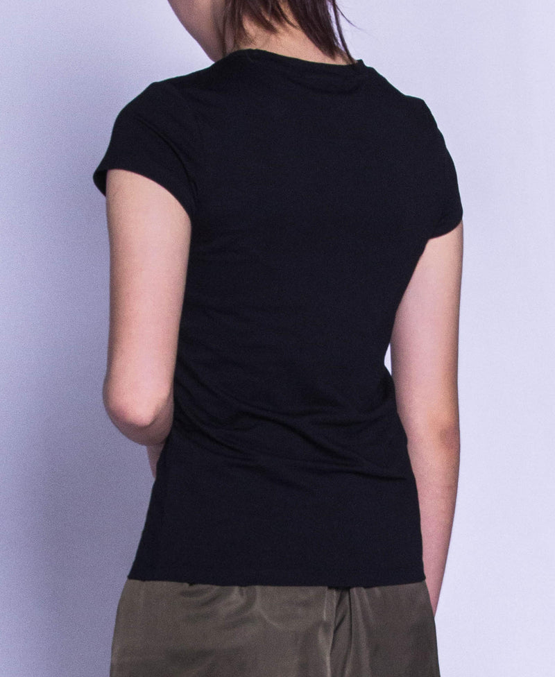 Women Short Sleeve Graphic Tee - Black - F9W200
