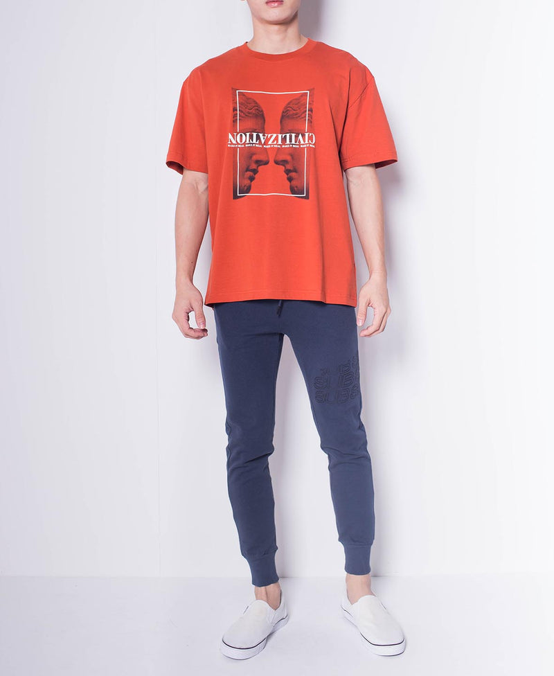 Men Short-Sleeve Oversized Graphic Tee - Orange - H0M549