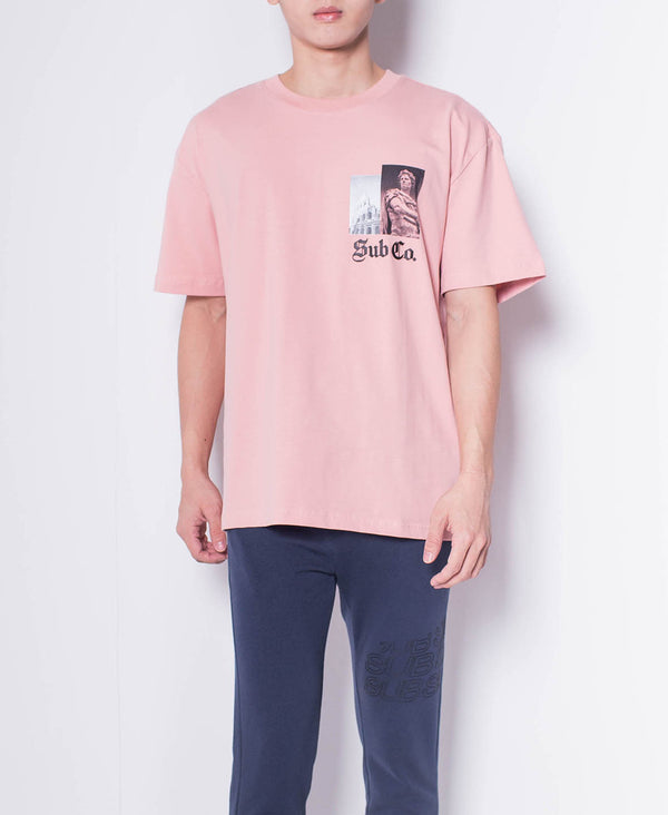 Men Short-Sleeve Oversized Graphic Tee - Pink - H0M545