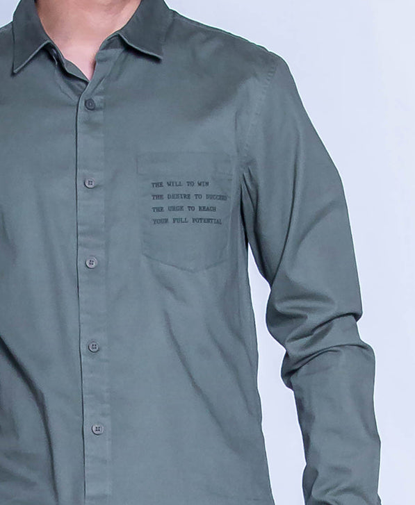 Men Long-Sleeve Shirt - Army Green - H9M265