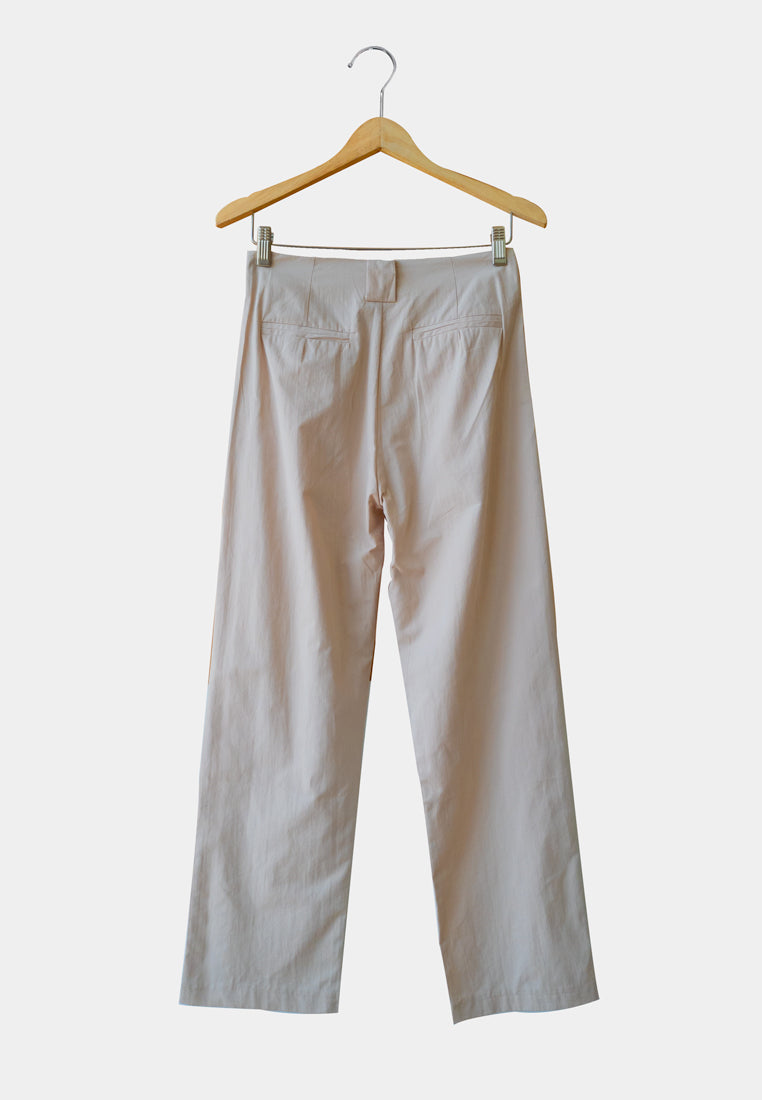 Women Straight Cut Long Pants - Beige - H1W251