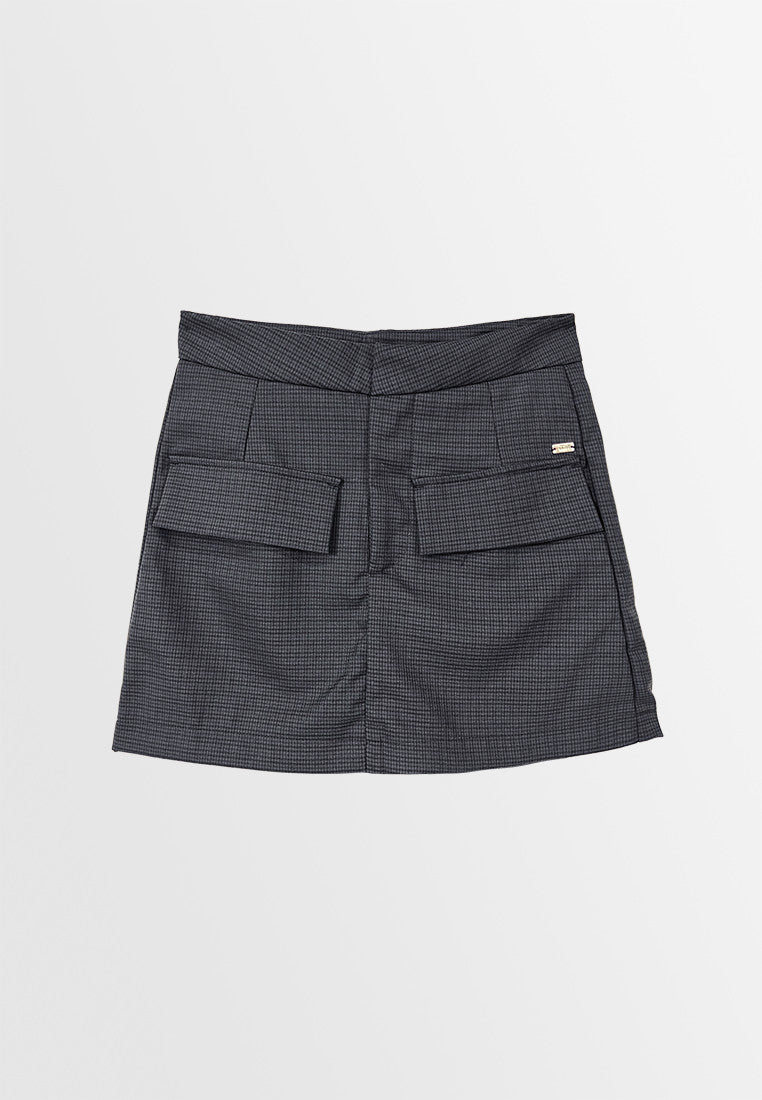 Women Grid Skort - Black - S3W611